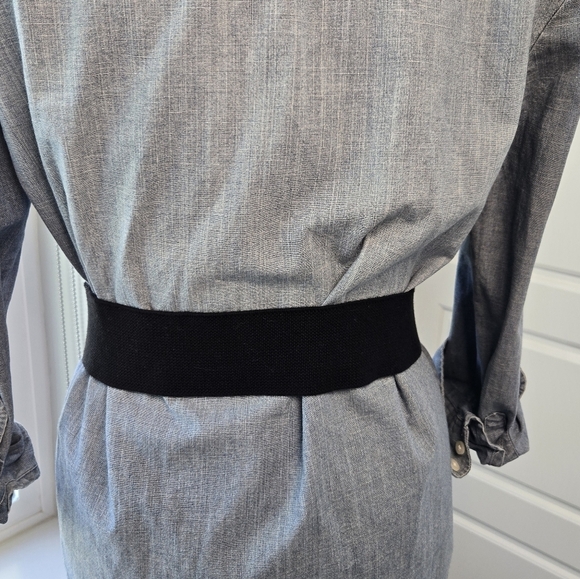 LP BY LINEA PELLE COGNAC BROWN LEATHER & BLACK STRETCH FOLD OVER BELT WOMEN M - Picture 4 of 15